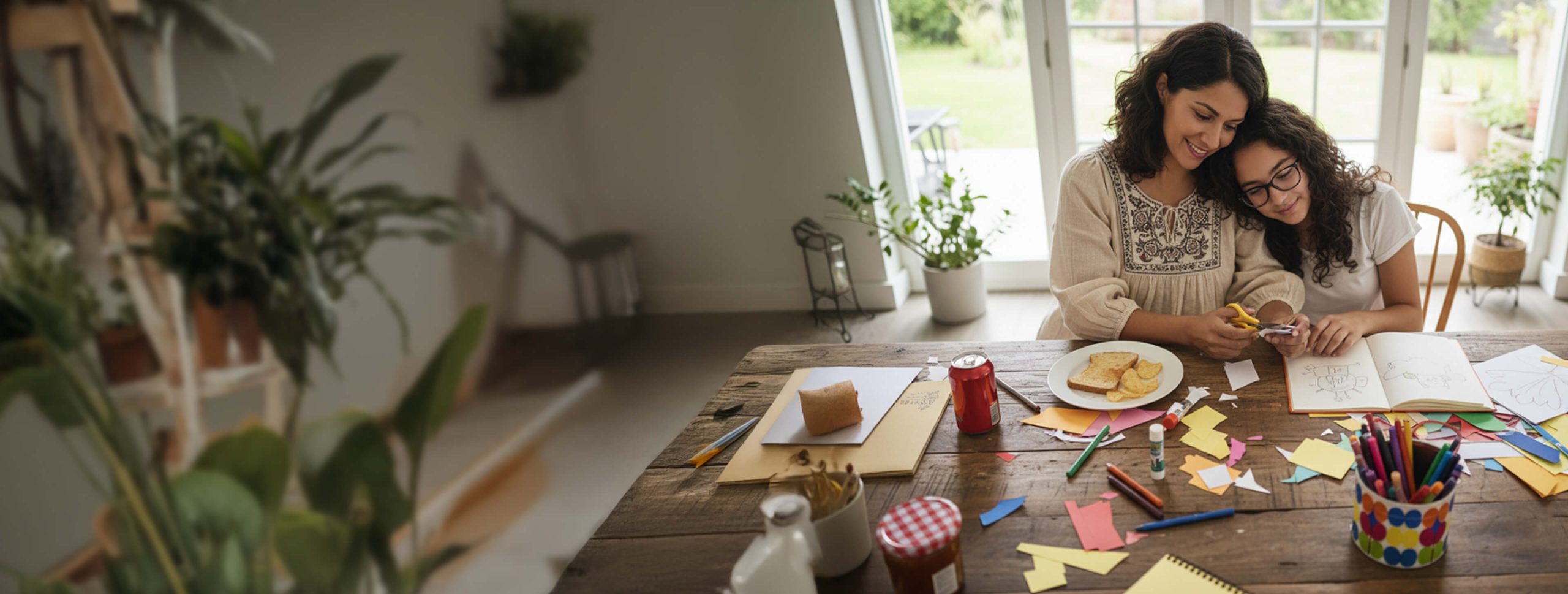 Photo of mother and daughter at table