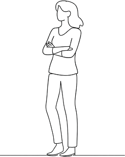 Line drawing of a woman with arms crossed